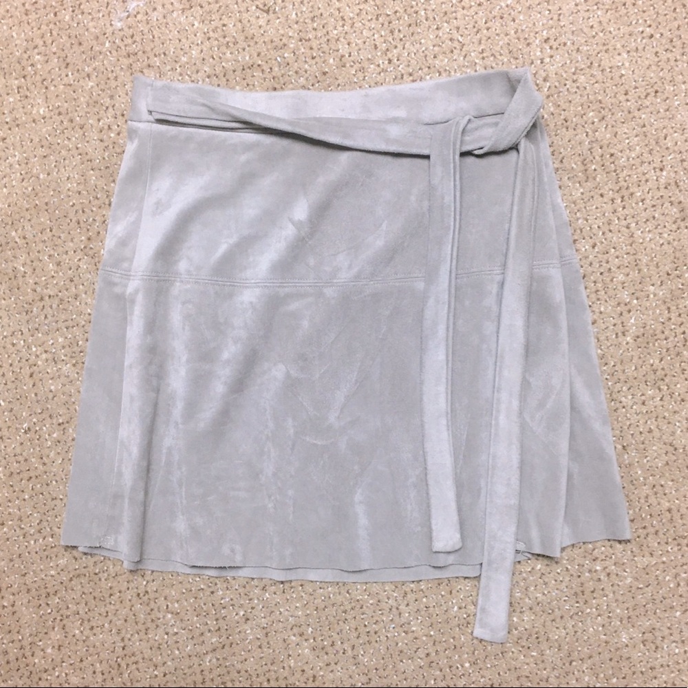 nameless / faux vegan suede wrap mini skirt